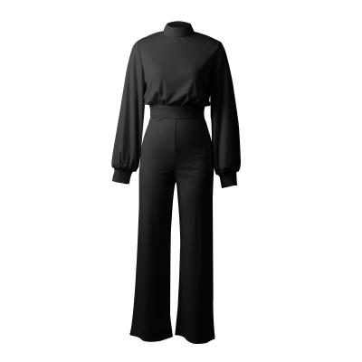 China 2021 anti-static European and American high-waisted new fashion sexy two-piece wide-leg solid color jumpsuit casual trouse for sale