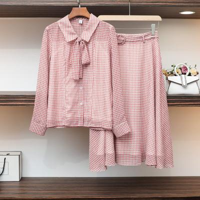 China Wholesale New Fashion Houndstooth Shirt Casual High Quality Skirt Suit Anti-Static for sale