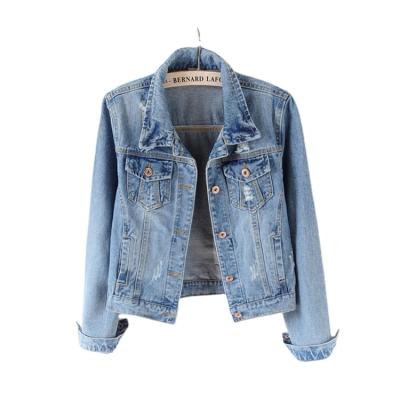 China Breathable Blue Denim Jacket Women Short Jean Denim Coat Ladies Bike Jackets Woman Clothing for sale