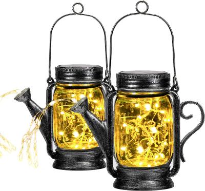 China Garden Outdoor Hanging Solar Lanterns Mason Jar Solar Lights, 2 Pack Solar Powered Warm Lights with 45 Led String Lights for Patio Yard for sale