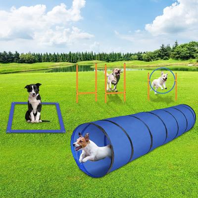 China Sustainable Agility Dog Obstacle Equipment With Tunnel , Height Adjustable Obstacle Bar For Outdoor Dog Games for sale