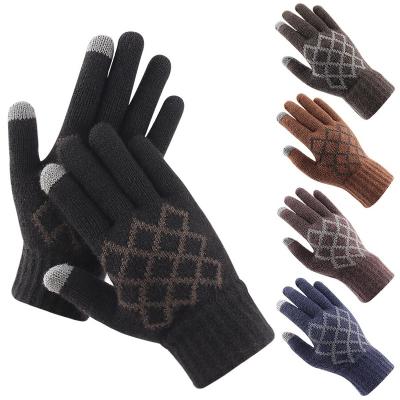 China Men's Winter Mittens Warm Non-slip Knitted Acrylic Gloves Touch Screen Eco-Friendly Magic Customizable Logo Gloves for sale