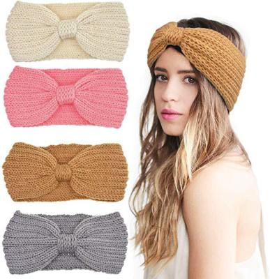 China Latest popular design women warm winter knitted headbands for women high quality crochet headband for sale