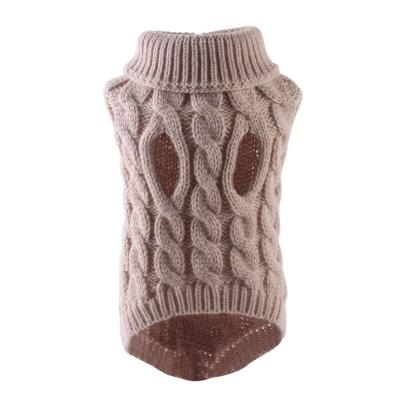 China Sustainable Design Solid Color Classic Cable Knitted Pets And Dogs Pullover Sweater for sale