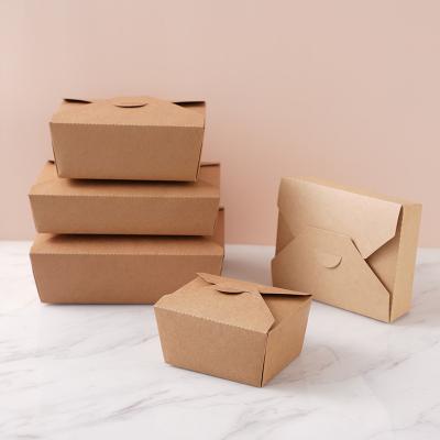 China Rectangular Disposable Paper Takeout Box Packaging Kraft Paper Food Boxes with Clear PET Lid, PP Lid, Paper Lid for sale