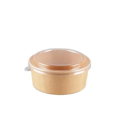 China Custom Size Disposable Kraft Paper Disposable Custom Salad Bowl With Lid for sale