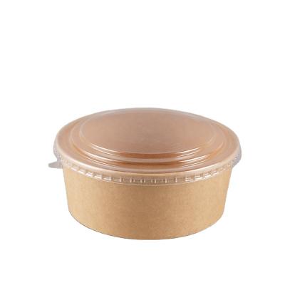 China Disposable Disposable Take Away Salad Bowl Kraft Paper Bowl With PP Lid for sale