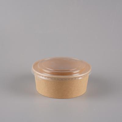 China 750ml Minimalist High Quality Disposable Salad Bowl Fruit Brown Paper Container for sale