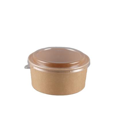 China Good Quality Disposable Kraft Paper Disposable Bowl Take Out Salad Bowl With Lid for sale