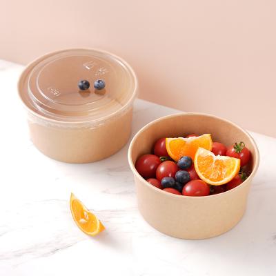 China Food Disposable Paper Bowl Around Salad Bowl Paper Lunch Box Biodegradable Fast Food Takeout Box for sale