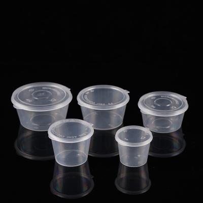 China Plastic Disposable Sauce Cups Food Packaging With Clear Cover Thick Disposable Sauce Cup for sale