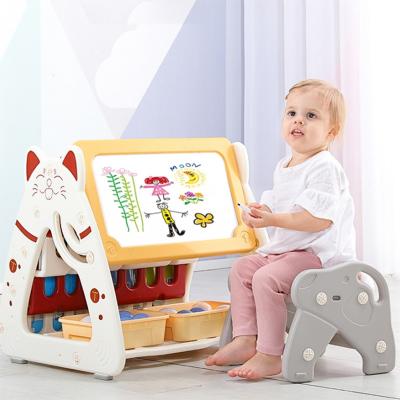 China DIY Paint Educational Children Doodle Toys Early Learning Cats Train Painting Board Easel Magic Drawing Projector for sale