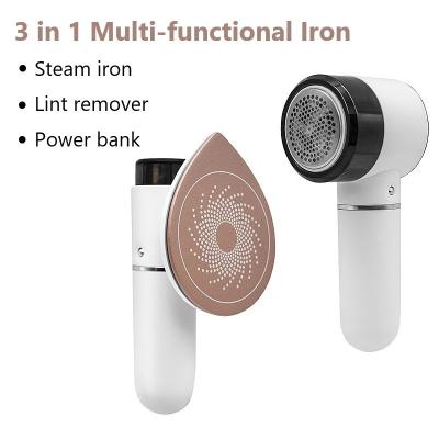 China Car 3 in 1 Multifunctional Detachable Cordless Power Bank Fiber Remover Chargeable Iron for sale