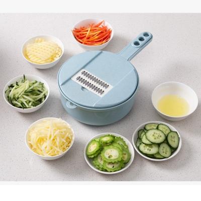 China 8 Viable in 1 Wheat Straw Round Manual Vegetable Chopper Multifunctional Slicer for sale