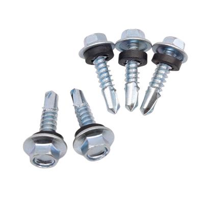 China Hex Flange Head Tianjin Fastener Factory Galvanized Hex Washer Self-Drilling Screws With Rubber Washer for sale