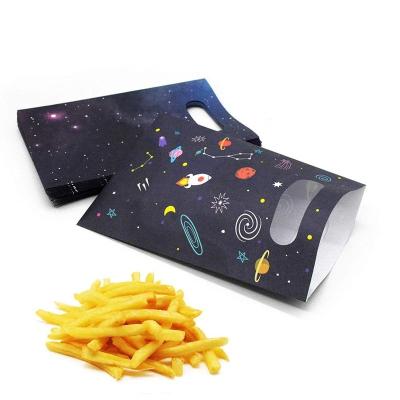 China Recyclable Universe Starry Sky Solarsystem Gifts Food Grade Handle Paper Bags Set For Party Supplies for sale