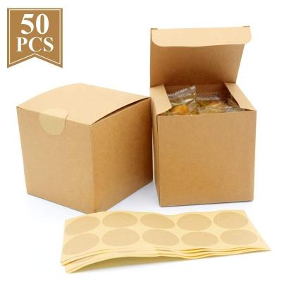 China Recyclable Brown Kraft Paper Gift Box For Food Cookies Gift Packing With Kraft Paper Round Sticker for sale