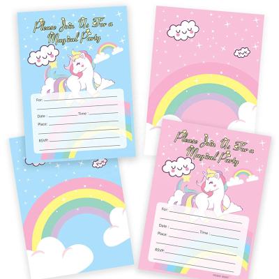 China China Unicorn Party Supplies Invitations with envelopes and sticker invitation cards for birthday, baby shower and other events for sale