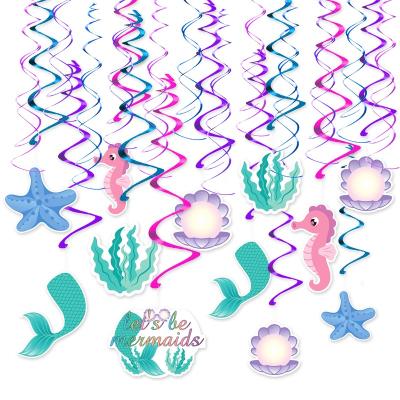 China Ceiling Mermaid Theme Party Girls Birthday Party Decoration Swirls Party Supplies Hanging Hangings for sale