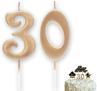 China For 30th Birthday Cake Topper Champagne Gold Candles Number With Cake Topper For Party Supplies Decorations for sale