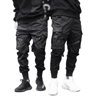 China QUICK DRY 6 Pocket Tape Track Trouser Ruched Zipper Fit Tactical Fashion Anklet Youth Streetwear Black Stacked Mens Cargo Pants For Men for sale