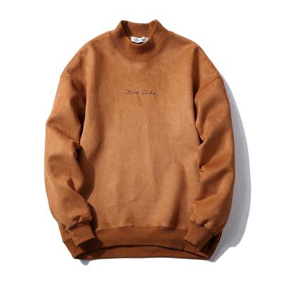 China Wholesale Fashion Oversized Streetwear Brown Embroidery Sweater High Quality Suede Men's Wholesale Anti-pilling Anti-pilling Student Hoodies Sweatshirts for sale