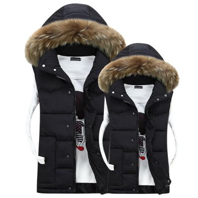 China Breathable Women's Short Sleeveless Hooded Rash Sweater Custom Zipper Down Vest Cotton Bottom Vest With Fur Hood Vest Ladies Vest for sale