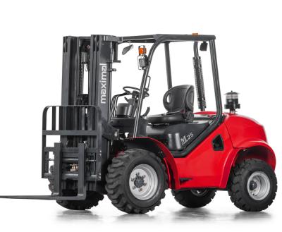 China Hotels 2.5ton 2WD 2 WHEEL DRIVE Equipment Land Vehicle Load Capacity Forklift Rough Terrain Wheel Diesel Loader Pusher for sale