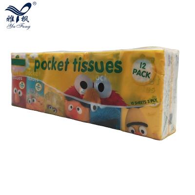 China Custom Tissue 3-Ply Mini Pocket Tissue Pocket Pack Standard Size Virgin Wood Pulp Facial Tissue for sale