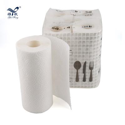 China Good Quality 228mm*220mm 2ply 50sheets Kitchen Paper Towel Roll Type Virgin Wood Pulp Factory Direct for sale