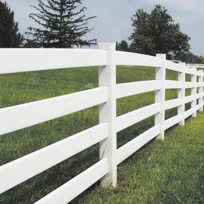 China Fentech Easily Assembled 5x8ft White 4 Rail Horse Ranch Fence, White Horse Panel Fences, Plastic 4 Rail Horse Fence for sale