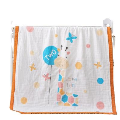 China Wholesale Bamboo Cotton Folded Baby Cartoon Soft Muslin Wraps For Towel Baby Infant Breathable Bathing Blanket for sale