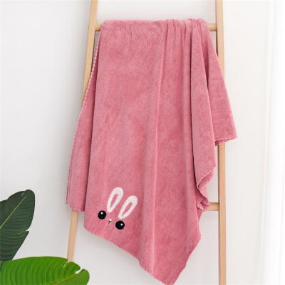 China Custom Coral QUICK DRY Soft Water Absorbent Adult Bath Towel Household Fleece Non-Shedding Bath Towel Set With Ears for sale