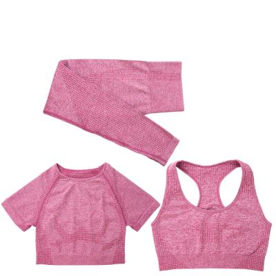 China Wholesale High Quality Breathable TOPKO Private Label Women Gym Bra Yoga Fitness Wear 3 Piece Seamless Yoga Set for sale