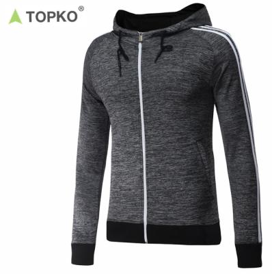 China TOPKO Mens Gym Workout Full Zipper Hoodie High Quality Anti-Shrink Long Sleeve Active Wear for sale