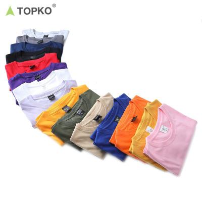 China TOPKO OEM LOGO High Quality Cotton Custom Wholesale Men's Plain Blank 100% Blank T-shirt Breathable Oversized O-Neck T-Shirt for sale