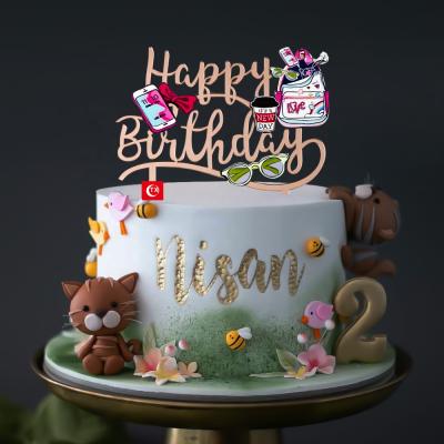 China Baking Acrylic Cake Topper Wine Bunny Cake Topper Sun of 3d equipment paints it is a New Topper supplier Happy Birthday Party Cake Decoration for sale