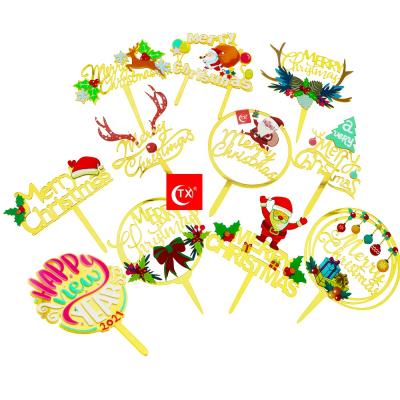 China Christmas Party Decoration TX Merry Christmas Series Various Styles Topper Acrylic Christmas Happy New Year Decoration Party Decorations Supplier for sale