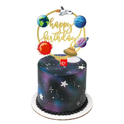 China Baking Astronaut Star Theme Decor Spaceship Birthday Equipment TX Rocket Acrylic Cake Topper Happy Picks For Baby Shower Birthday Party Supplier for sale