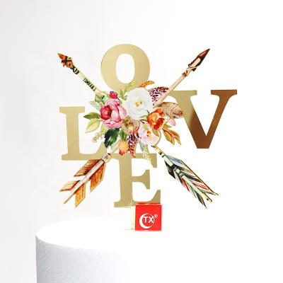 China TX 3D Printing Acrylic Laser Cutting I Love You Acrylic Birthday Cake Topper Cake Decoration For Wedding Party for sale