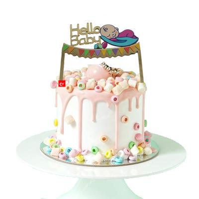 China TX Baking Equipment Custom Hello Acrylic Cake Topper For Baby Shower, Baby Gender Reveal, 1st Birthday Party Decoration Supplier for sale