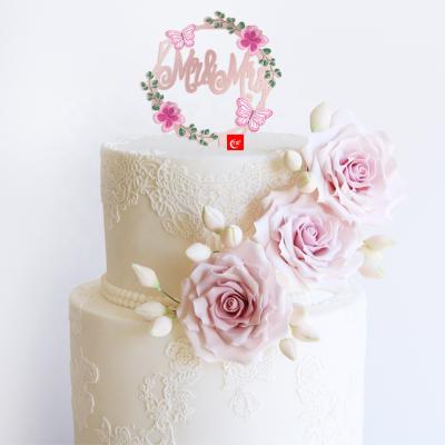 China Wedding decoration TX personalized Mrs Wedding Acrylic Cake Topper Gold Mirror For Bridal party decoration from 3d Art Painting From Miss To for sale