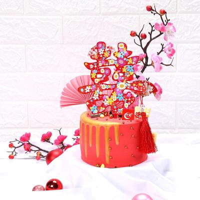 China WEDDING DECORATION TX Personalized 3D Art Printing Red Double Happiness Bridal Shower, Wedding Cake Topper For Wedding Party Decoration for sale