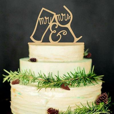 China Wedding Custom Wooden Wedding Cake Topper Acrylic Mr and Mrs Cake Topper for Birthday Cake Topper for sale