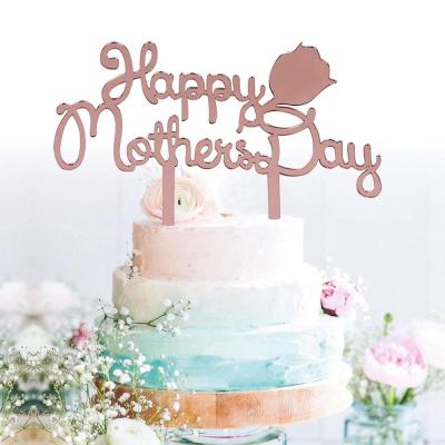 China TX Acrylic Gold Mother's Day Cake Toppers Happy Birthday Gift For Mom Daughter Son Mothers Cake Topper World Best My In The for sale