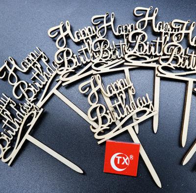 China Cake Topper Customized Acrylic Cake Topper Happy Birthday Wooden Birthday for Birthday Party Decoration for sale