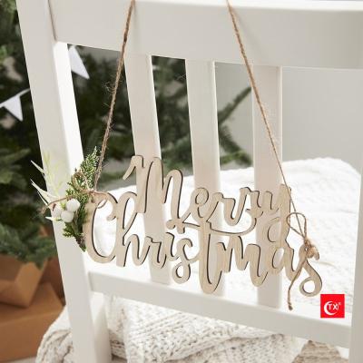 China Wedding Sippliers TX Laser Cut Merry Christmas Wood Sign Shapes Embellishments MDF Wood Craft Blanks Labels For Christmas Decoration Suppliers for sale