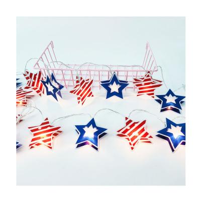 China Good Quality Chain Light American Flag Home Holiday Light Star Decoration USA National Day Gift Light for sale