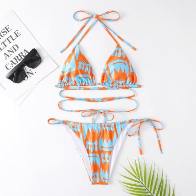 China 2022 sexy in stock triangle bikini women swimwear sexy backless bikini for sale