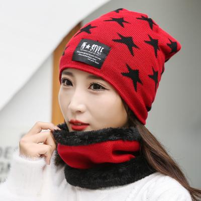 China COMMON Winter Wool Hat With Combo Scarf Fur Inside Beanie Hat Cap For Women Girl Snow Proof Warm Soft for sale